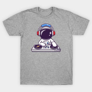 Cute Astronaut Playing DJ Electronic Music With Headphone T-Shirt